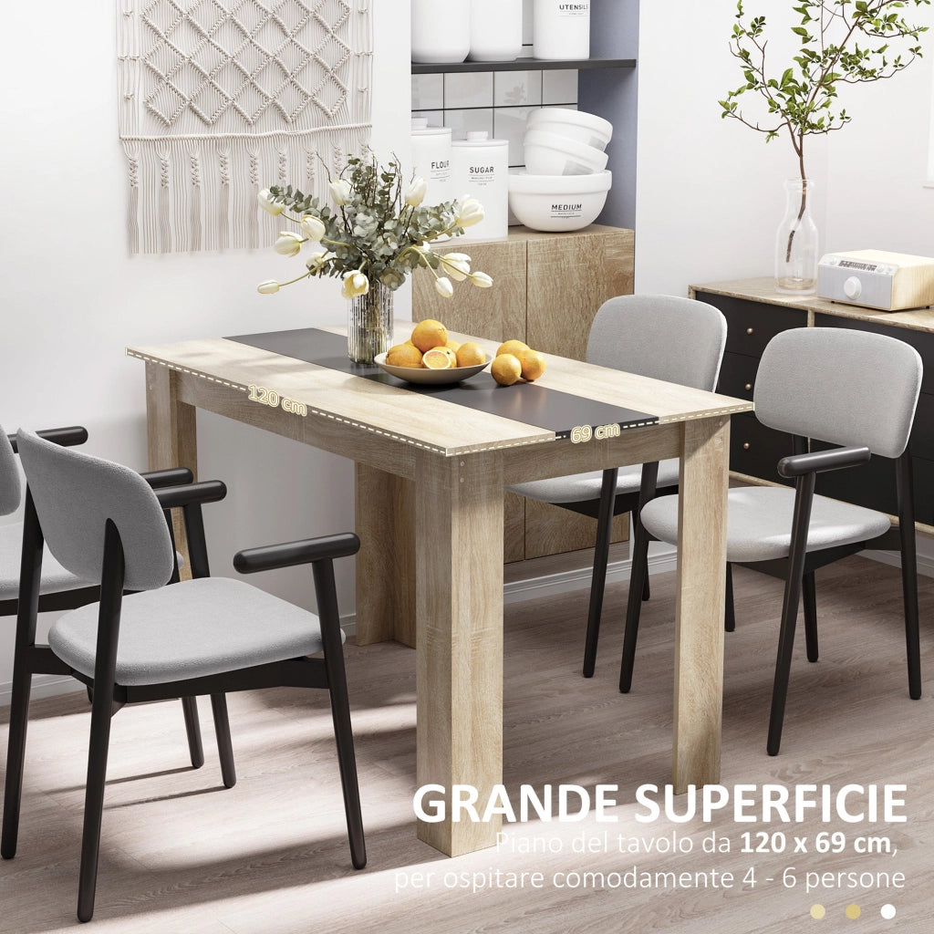 Tavolo da Pranzo Moderno per 4-6 Persone 120x69x75 cm Nero e Legno