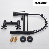 Björn |Rubinetto gastronomico a parete nero opaco|professionale da cucina in acciaio inox a due getti|Rubinetto doppio per lavello ristorante a parete