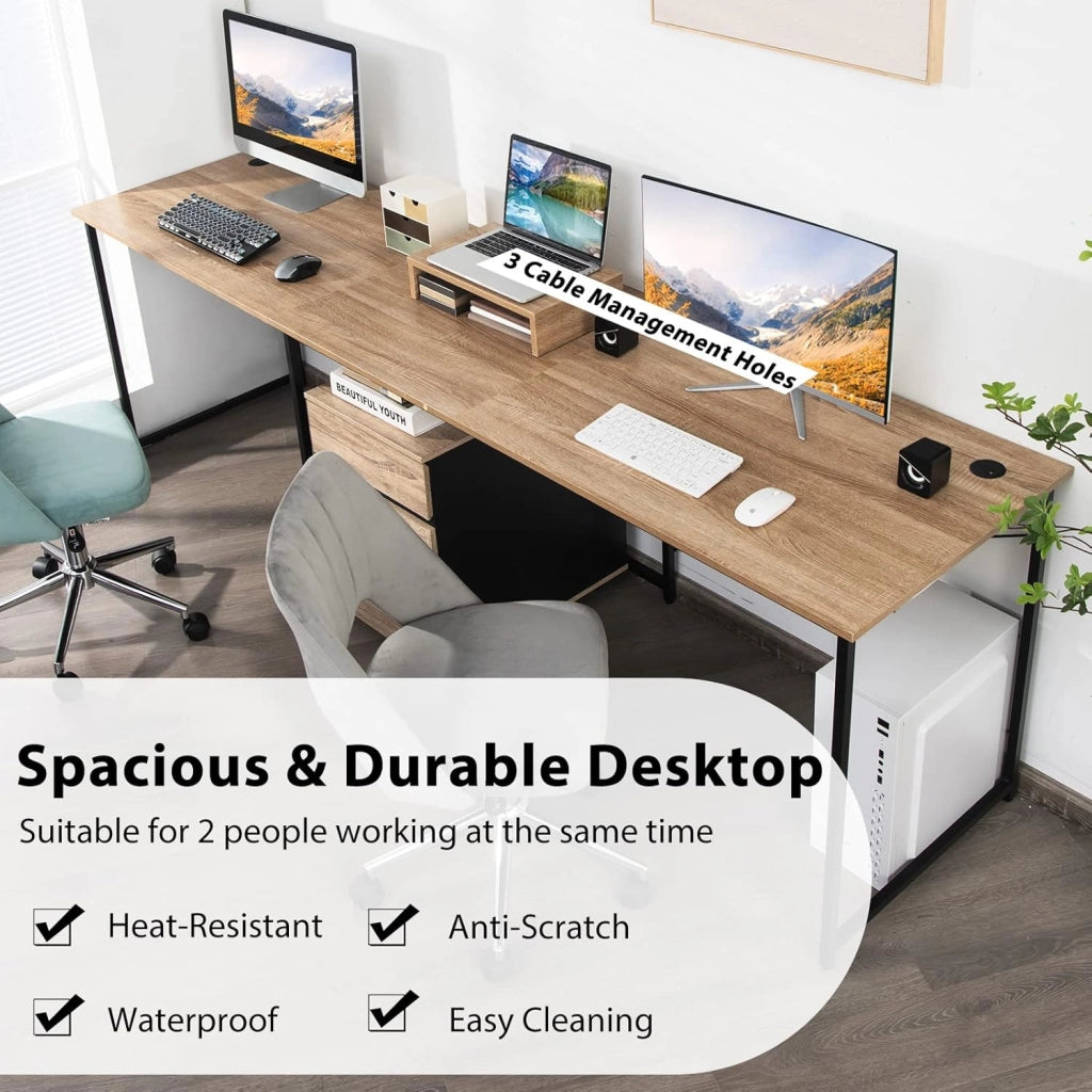 Scrivania Angolare a Forma di L, Telaio in Metallo Stile Industriale, Scrivania per Computer in 2 Forme Diverse per 2 Persone, 150 x 150 x 74 cm/240 x 60 x 74 cm, 3 Colori