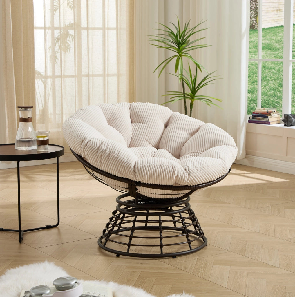 Sedia Papasan girevole 360° in acciaio; bianco