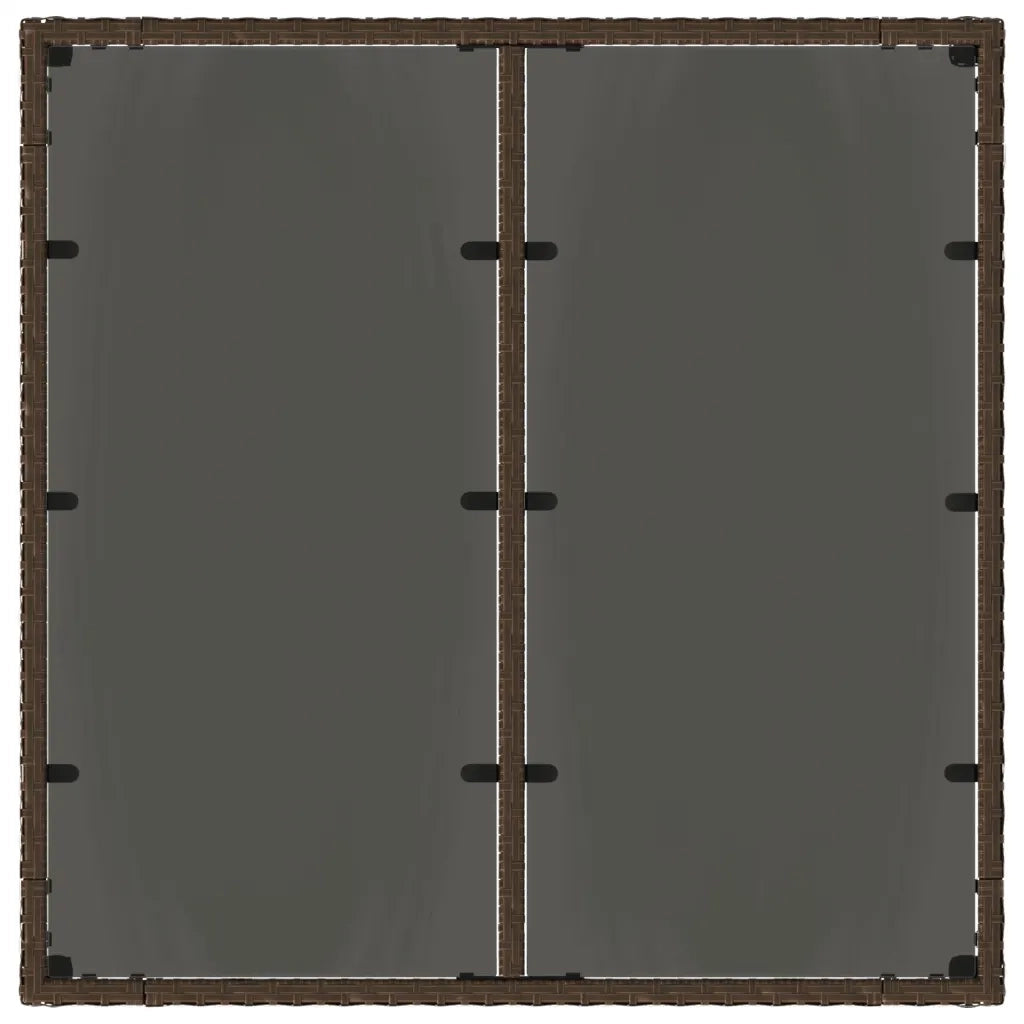 Tavolo da Giardino Piano in Vetro Marrone 90x90x75cm Polyrattan