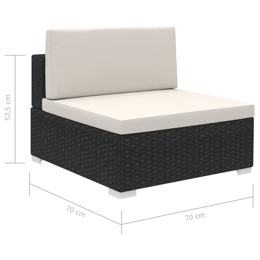Set di mobili da giardino mobili da esterno 12 pezzi con cuscini resina intrecciata nera 02_0015661