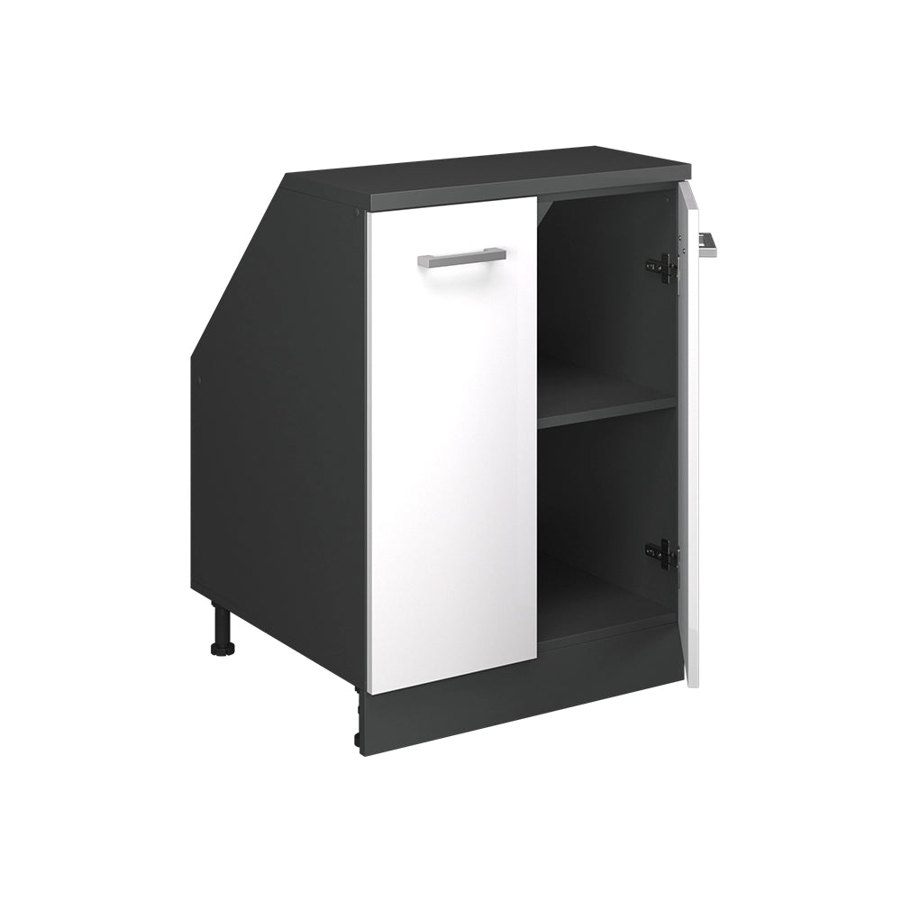 Mobile sottotetto Rion Bianco lucido/Antracite 60 x 83.8 cm con 2 porte, carcassa 60 cm profondità Vicco