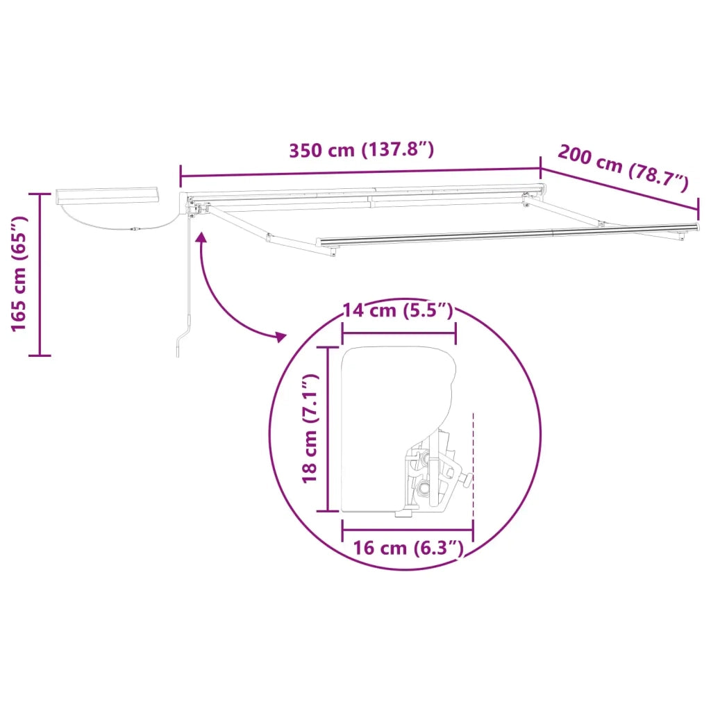 Struttura della tenda elettrica retrattile Antracite 3,5 x 2 m