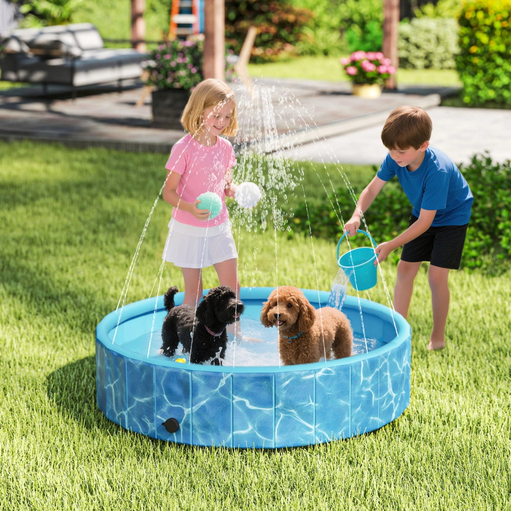 Piscina per Cani Pieghevole ¨C Zephmum ¨C Blu ?120x30 cm