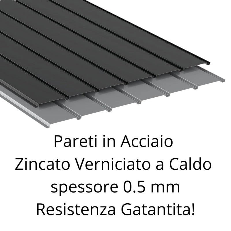 Casetta Box da Giardino 249,1x209,3x231,3 cm in Acciaio Zincato Grigio