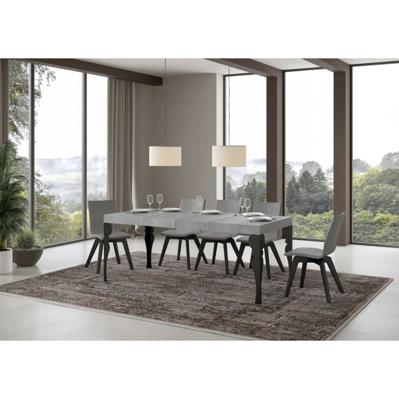 Tavolo allungabile 140/400x90 cm Paxon Premium telaio Antracite - Cemento