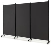 Divisorio Paravento con Ruote 3 pezzi, Divisorio da Parete in Ferro, Protezione Privata per Camera da Letto, Ufficio, 260 x 180 cm, 5 Colori (Grigio)