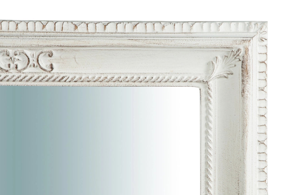 Biscottini Specchiera da parete verticale/orizzontale in legno finitura bianco anticato L67xPR4,5xH87 cm Made in Italy