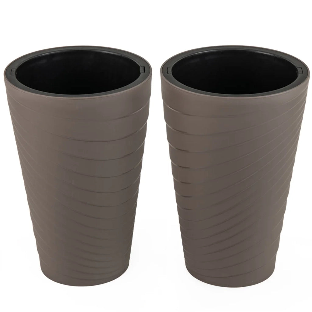 Set di 2 vasi da fiori moderni 45 x 295 cm con sistema di drenaggio ottimale per giardino e terrazza in PP marrone 20_0012478