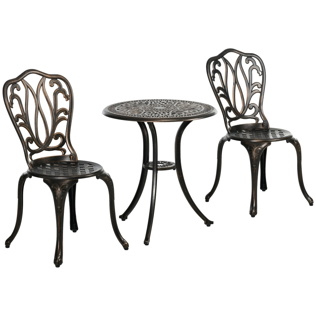 Set Giardino 2 Posti con Sedie e Tavolo Rotondo ¨C zephmum ¨C Fonte di Alluminio Bronzo