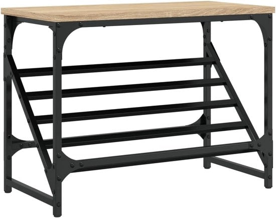 Raccoglitore per scarpe per in garage 60x30x45 cm in legno di quercia