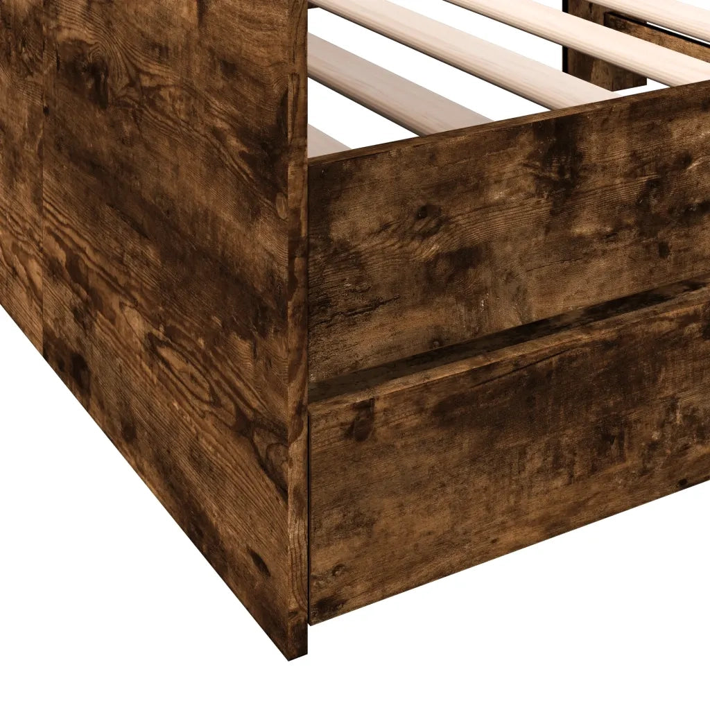 Divano Letto con Cassetti senza Materasso Rovere Fumo 75x190 cm