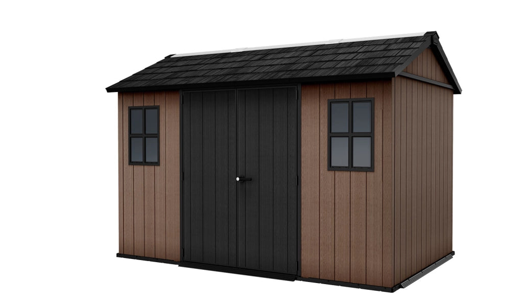 Casetta Box da Giardino 230x350x246 cm Newton Plus 7511/1175 Doppia Opzione Montaggio in Resina Evotech+ Marrone