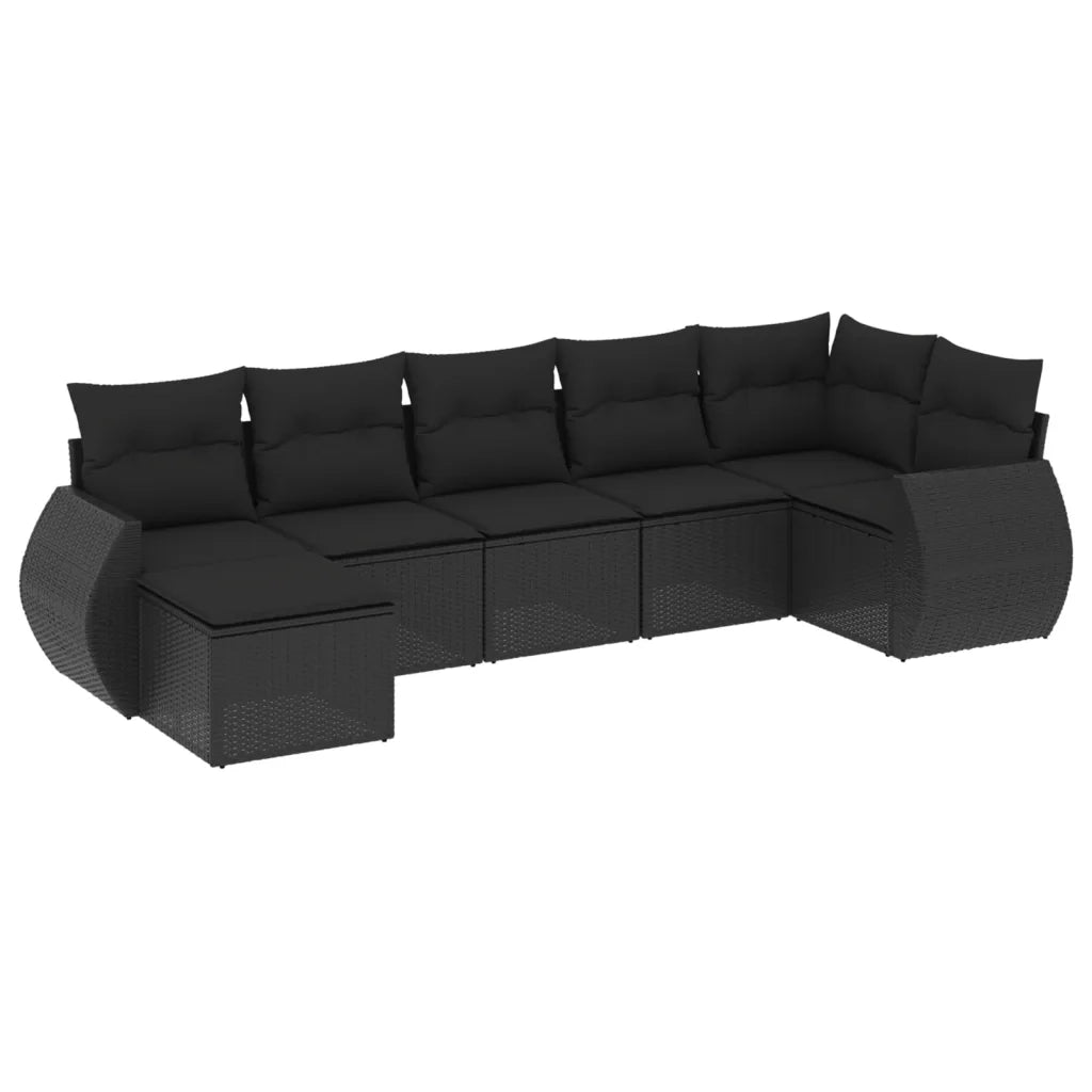 Set Divani da Giardino con Cuscini 7pz Nero Polyrattancod mxl 112376