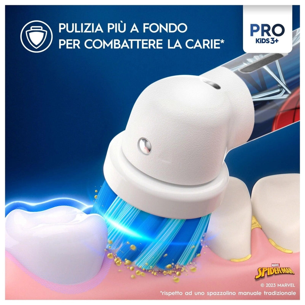 Oral-B Vitality Pro Kids Spiderman Bambino Spazzolino rotante-oscillante Blu, Rosso