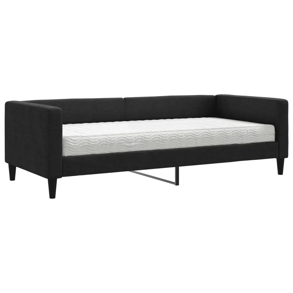 Divano Letto con Materasso-Sofa Letto-Daybed Nero 90x190 cm in Tessuto 104196