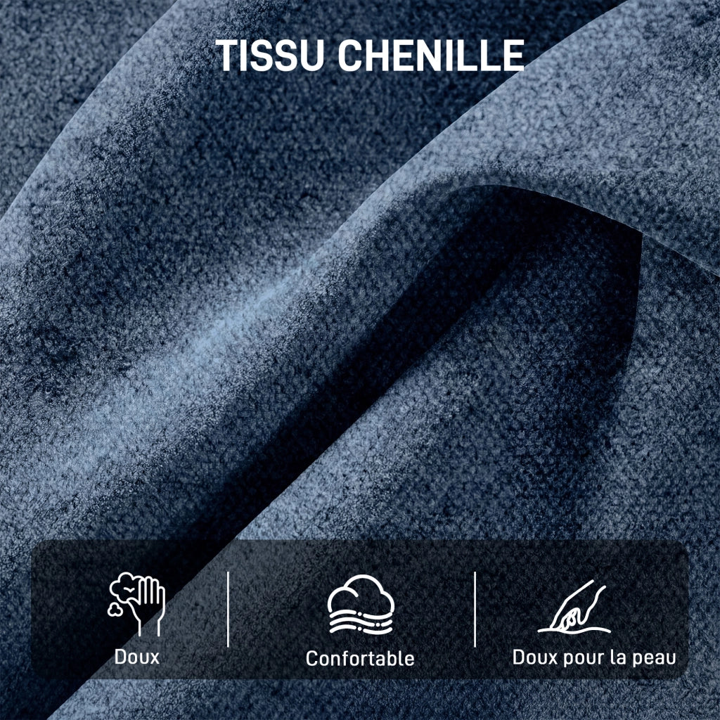 Poltrona girevole senza braccioli in tessuto chenille ¨C zephmum ¨C 70x87x84 cm blu scuro