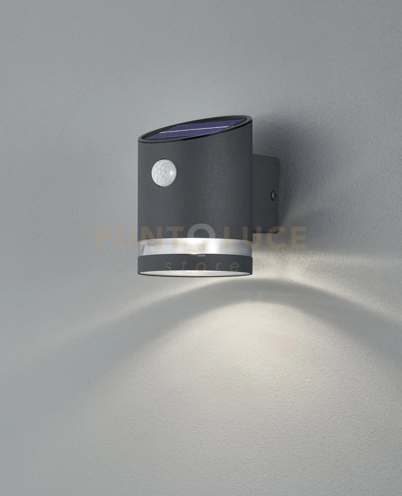 SALTA APPLIQUE LED 3W 165lm, 3000K DA ESTERNO SOLARE RICARICABILE ACCIAIO SATINATO CON SENSORE DI MOVIMENTO IP44 H.13CM