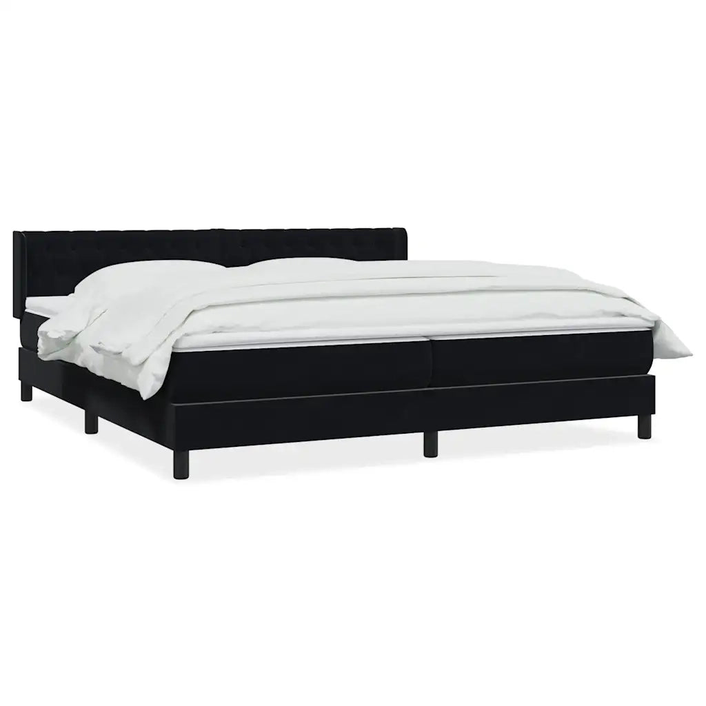 Giroletto a Molle con Materasso Nero 200x220 cm in Velluto 3318425