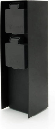 Scatola di attacco esterno in acciaio inossidabile IP44 - nero - 2 prese di corrente LED universale