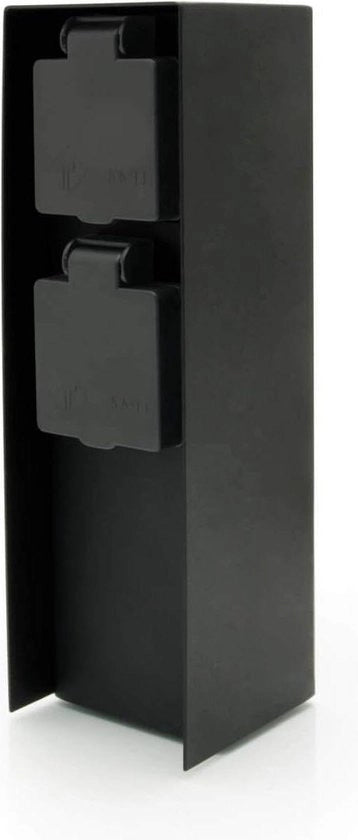 Scatola di attacco esterno in acciaio inossidabile IP44 - nero - 2 prese di corrente LED universale