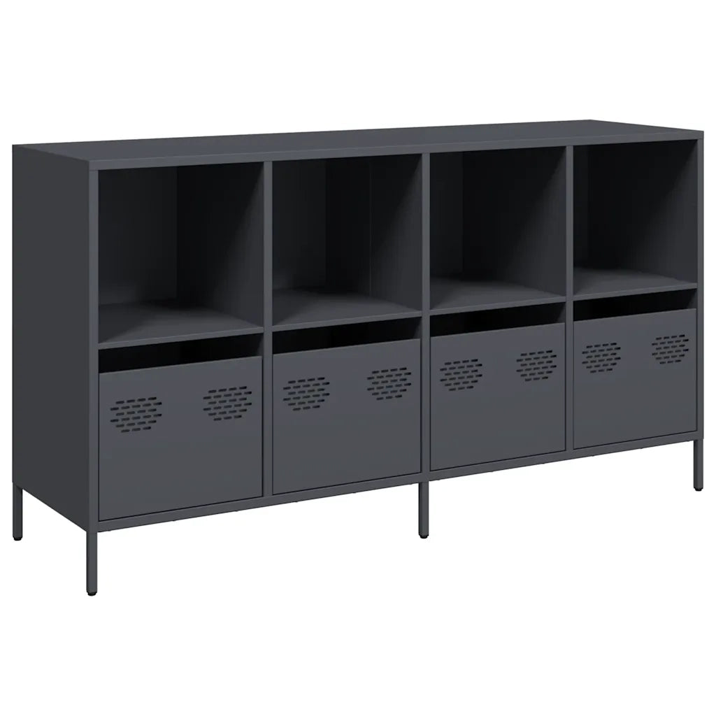 Credenza Antracite 135x39x73,5 cm in Acciaio Laminato a Freddo