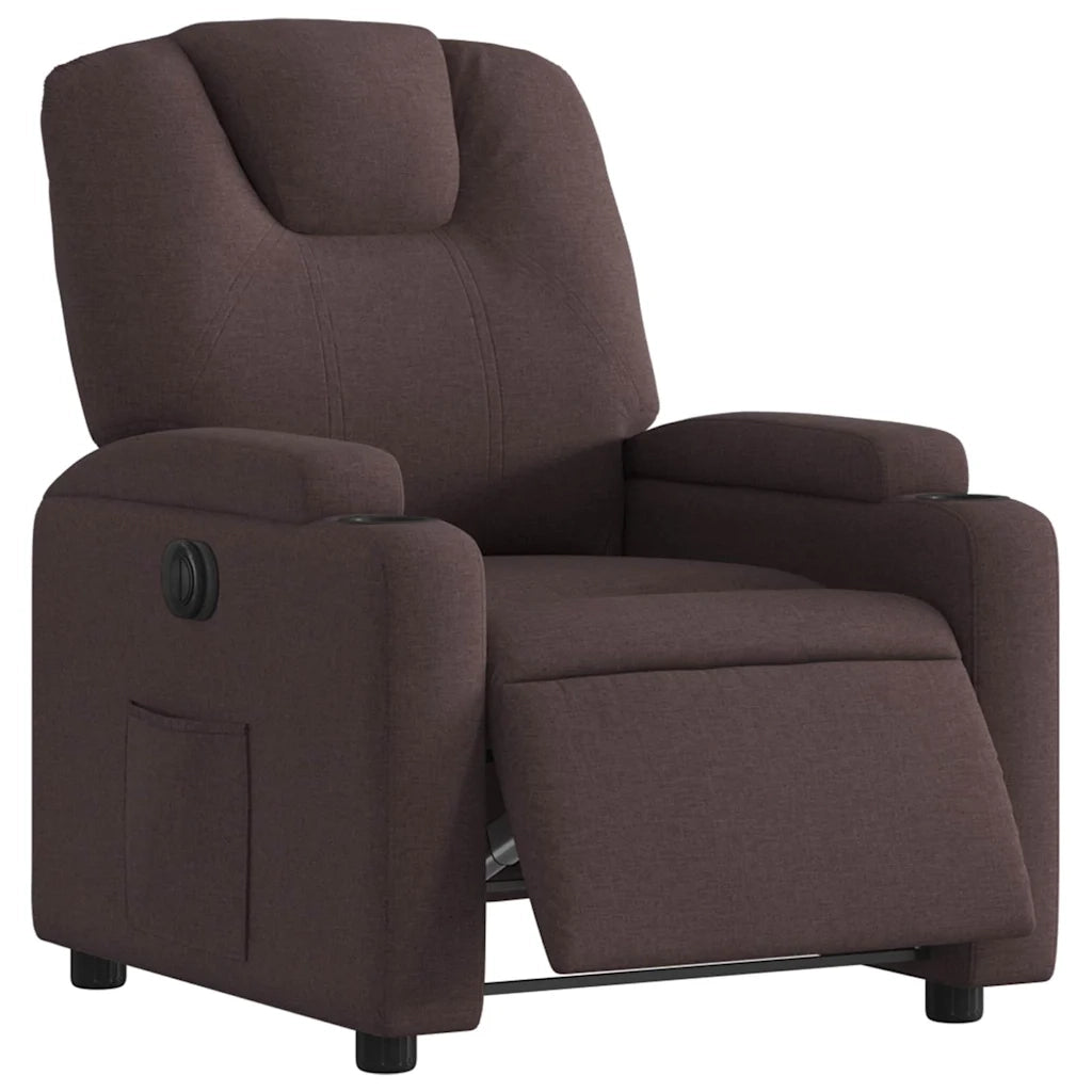 Poltrona Elettrica Reclinabile Marrone Scuro in Tessuto 3204349