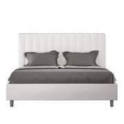 Letto queen size senza rete imbottito 150x200 similpelle cappuccino Agueda