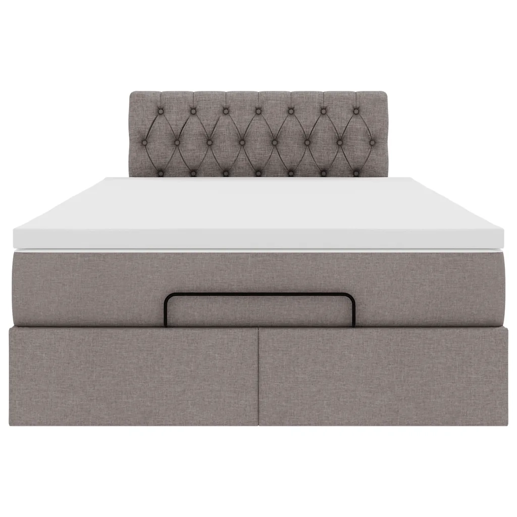 Struttura Letto Pouf con Materasso Tortora 120x190 cm Tessuto 3311529