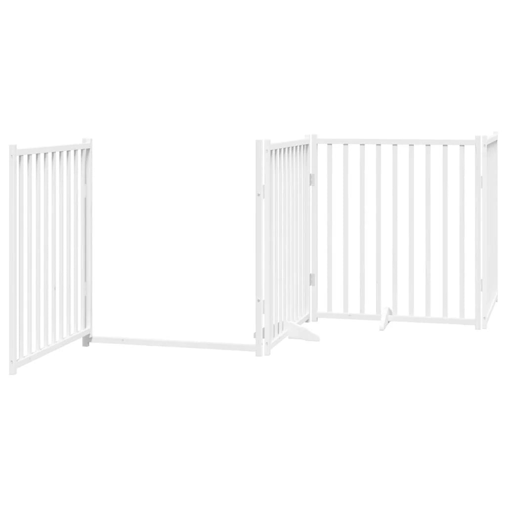 Cancelletto di sicurezza per animali domestici porta pieghevole 10 pannelli legno di pioppo bianco 02_0023117