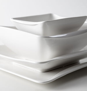 Servizio Piatti e Bowl da Tavola 16 Pezzi in Porcellana Bianca