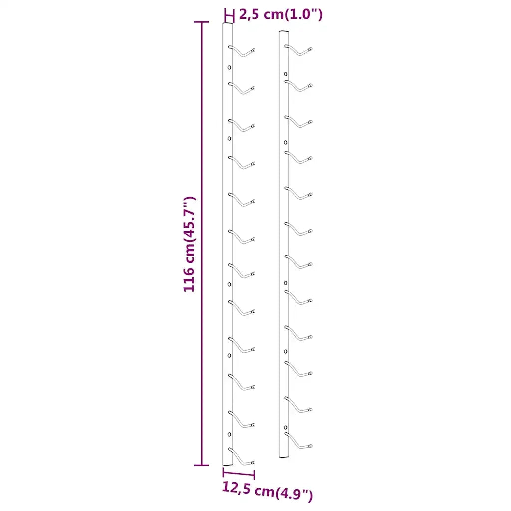 Portavini da Parete per 12 Bottiglie Bianco in Ferro CFW3713501
