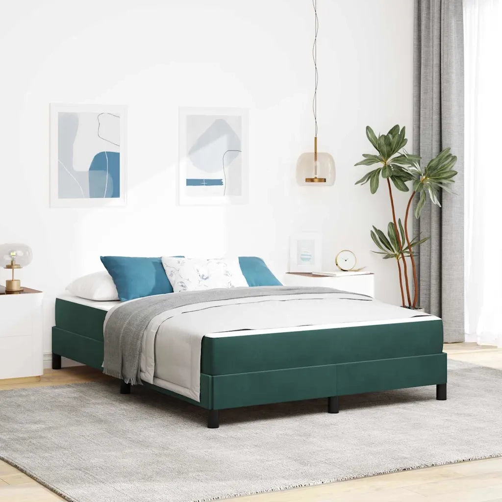 Letto a molle con materasso Verde Scuro 160 x 220 cm Tessuto