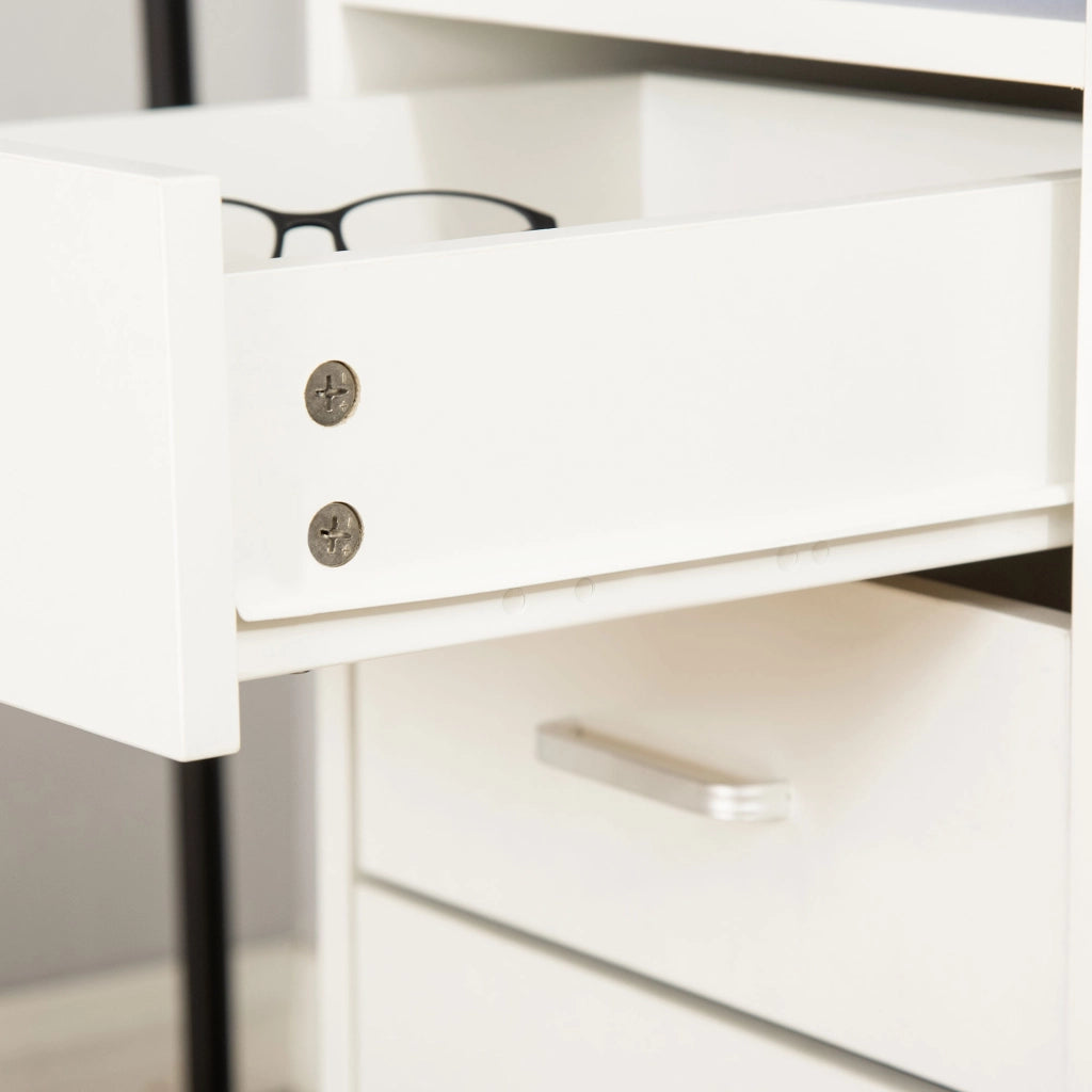 EasyComfort Scrivania per Camera o Ufficio in Legno con 2 Cassetti e 2 Chiavi, 110x50x76cm - Bianco