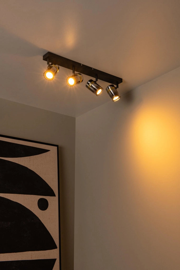 Faretto soffitto 4xGU10 nero oro vetro fumé Lucide UPTON
