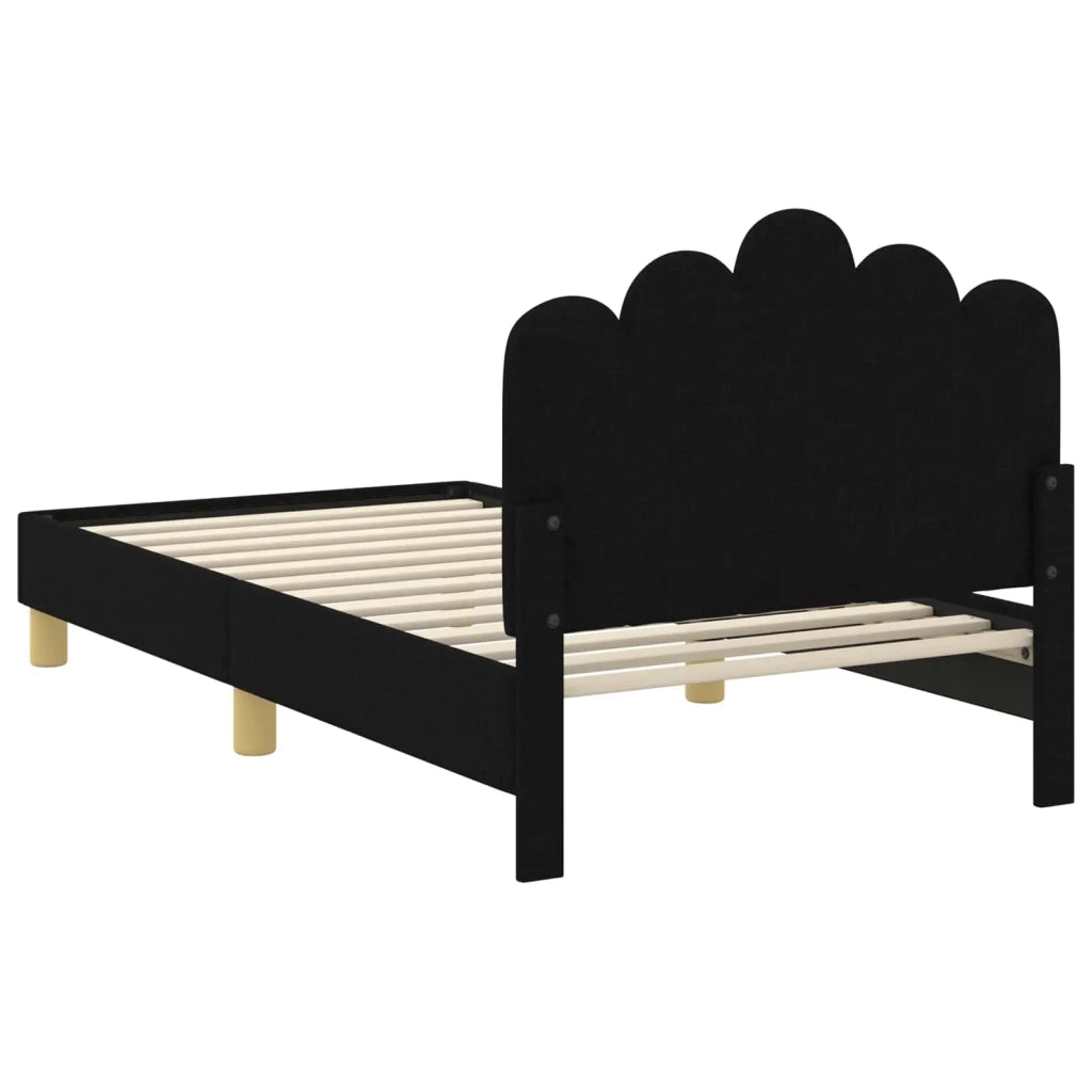 Struttura letto bambini con testata Nero 80 x 160 cm Tessuto