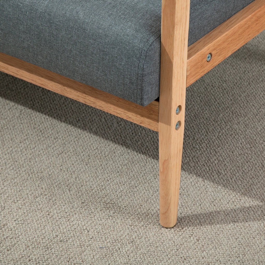 Divano a 2 posti compatto con imbottitura e rivestimento in lino grigio scuro per soggiorno 115 × 66,5 × 73 cm