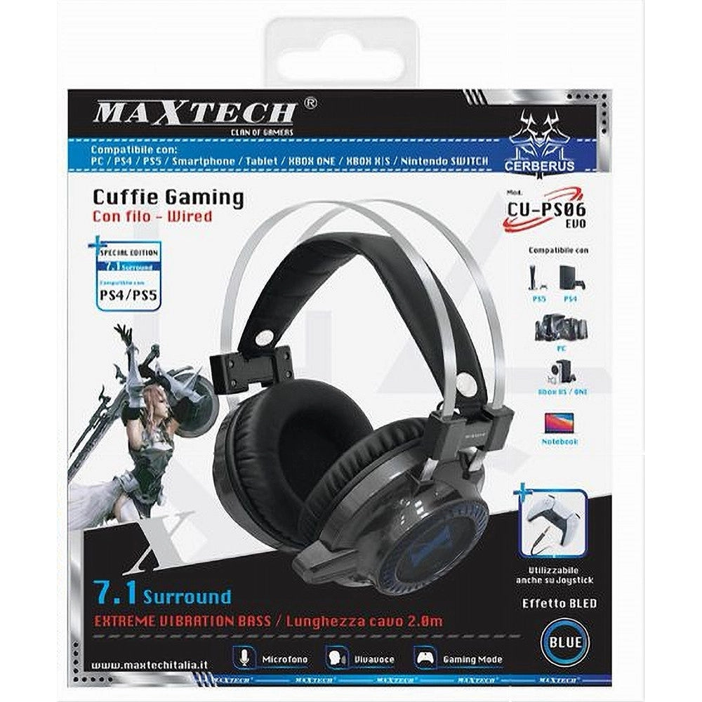 Trade Shop - Cuffie Gaming Pc Con Filo Cu-ps06 Evo 7.1 Surround Compatibile Ps4 Ps5 Microfono -
