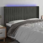 Testiera a LED-Testata con LED Grigio Scuro 163x16x118/128cm in Velluto 332527