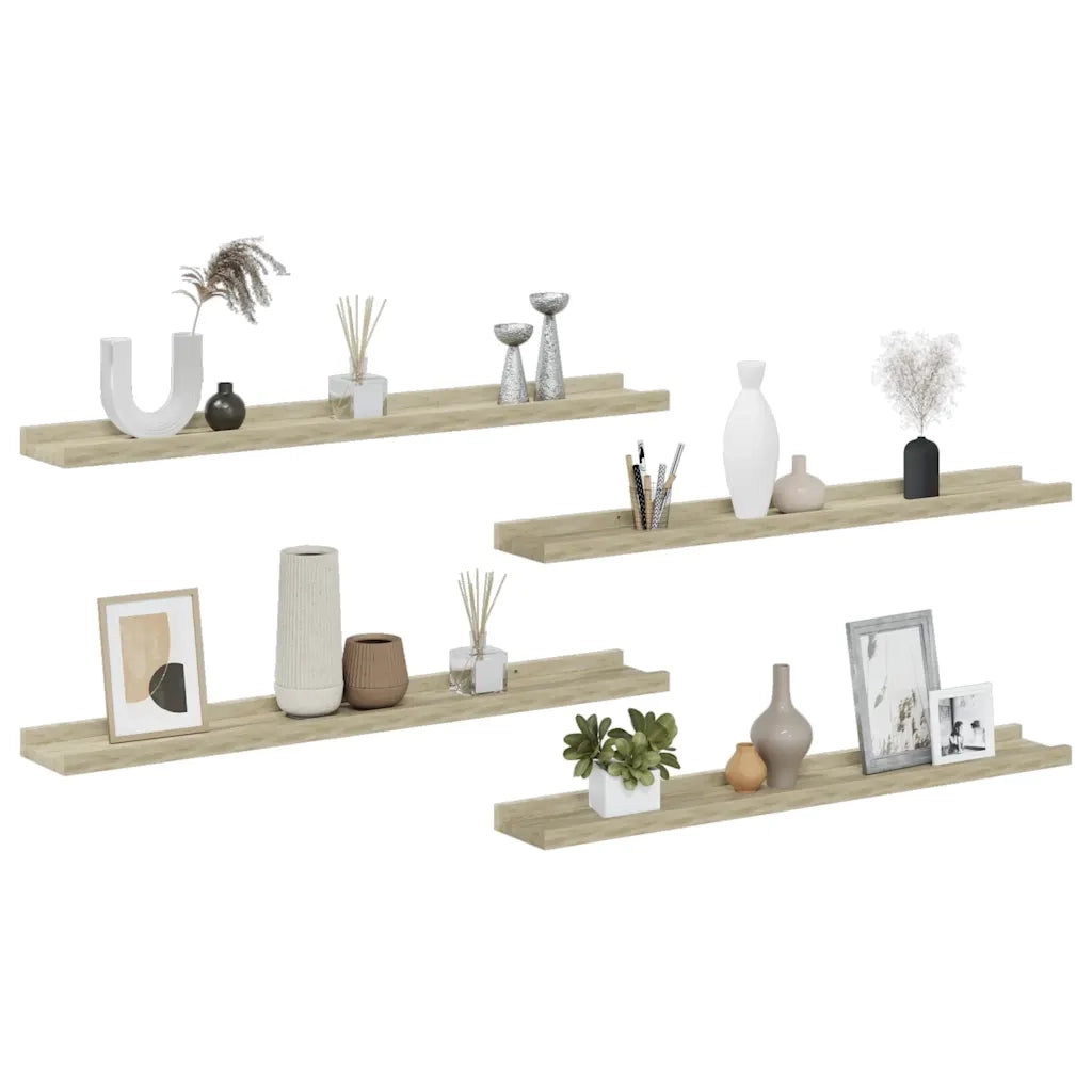 Mensole da Parete 4 pz Rovere Sonoma 80x9x3 cm cod mxl 33530
