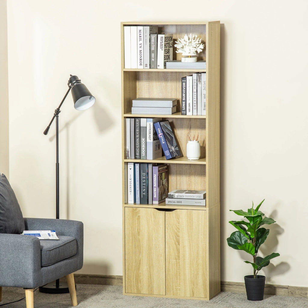 Libreria con ante e ripiani ¨C Xylo ¨C legno natural 59x29x180 cm 4 scomparti aperti