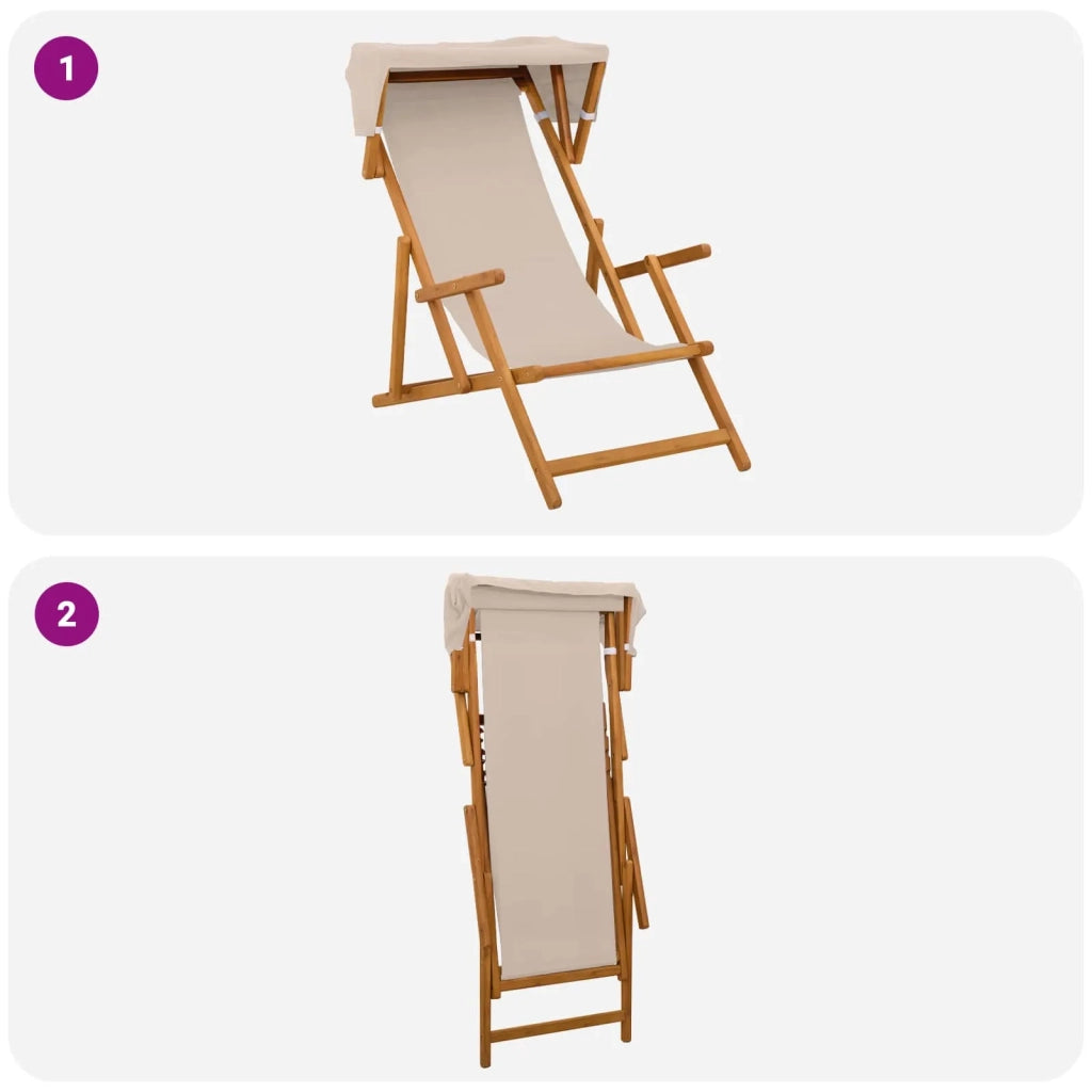 Lettino 2 pcs 3 Posizione Legno di Eucalipto Massello Beige 3407814
