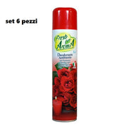 Trade Shop - Set 6 Pz Deodorante Per Ambiente Spray Profumo Casa Fresco 300 Ml Rose Rosse -
