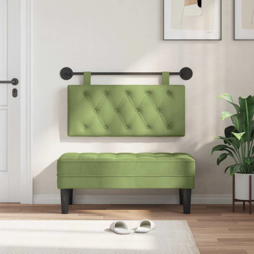 Testiera sospesa Con luce LED Verde chiaro Velluto 42032027