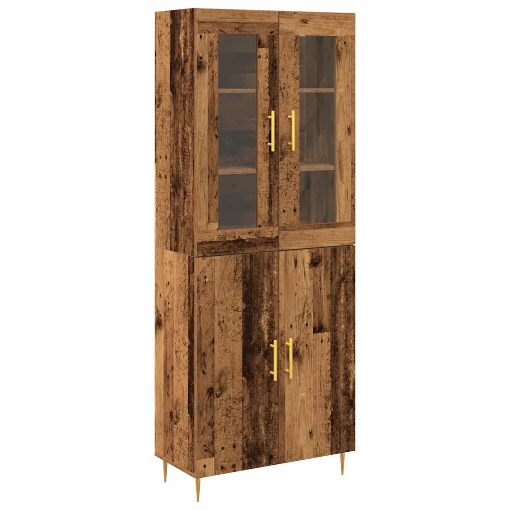 Credenza 2 pz-Set di 2 Buffet-Armadio da cucina Legno vecchio 69,5 x 34 x 180 cm 620634