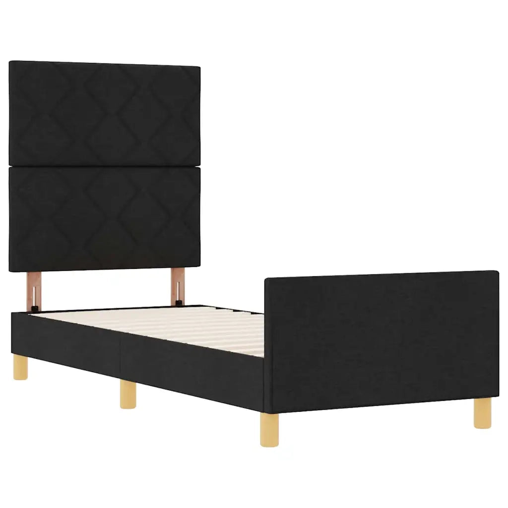 Struttura del letto con testiera-Giroletto Nero 80 x 200 cm Tessuto 230919