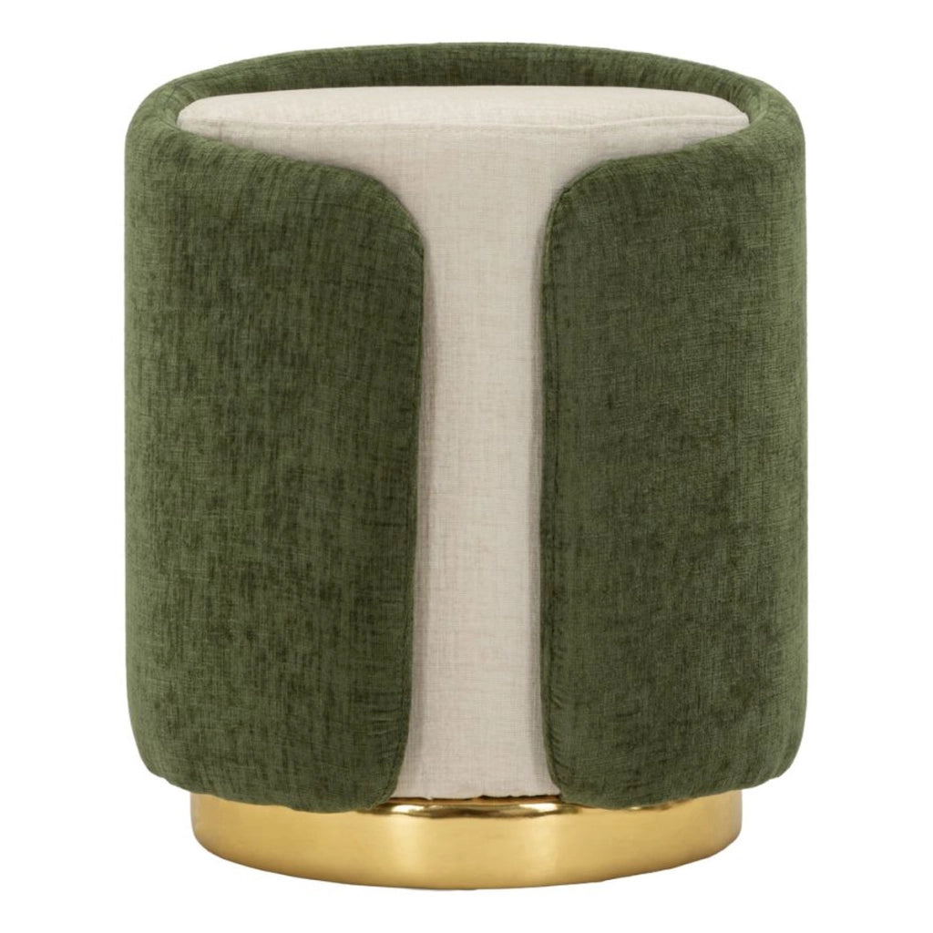 Pouf bicolore in poliestere con base dorata