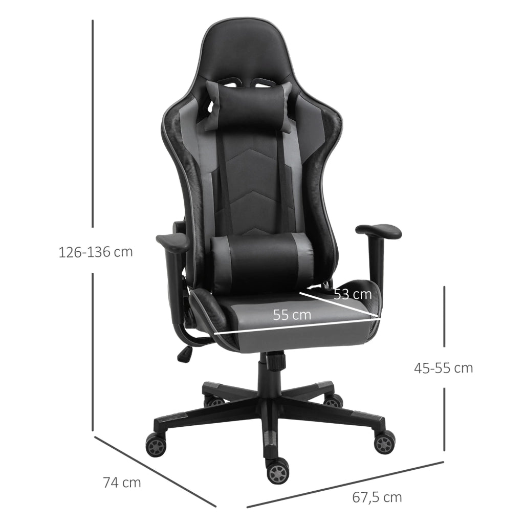 Sedia da ufficio schienale reclinabile 160° supporto lombare poggiatesta in similpelle nera 67,5 × 74 × 126-136 cm