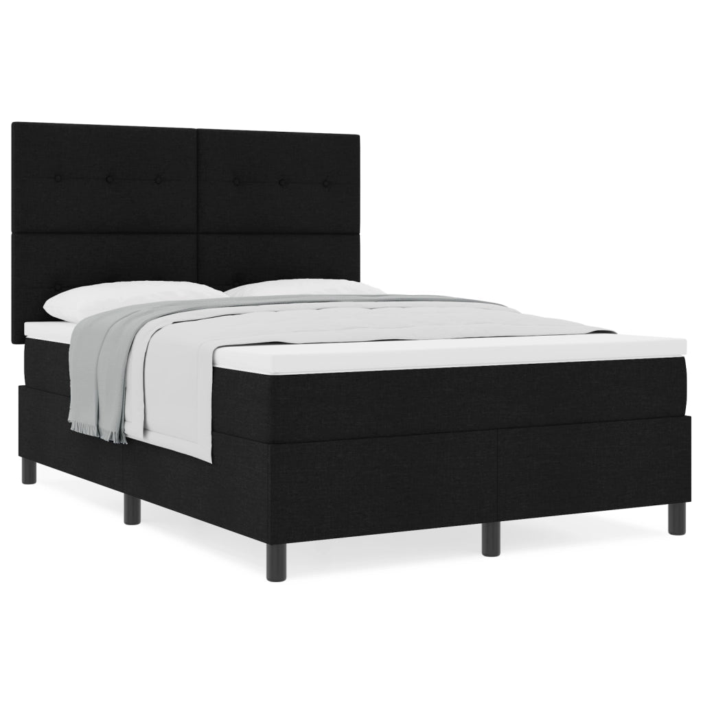 Letto a Molle Nero 140x200 cm Tessuto